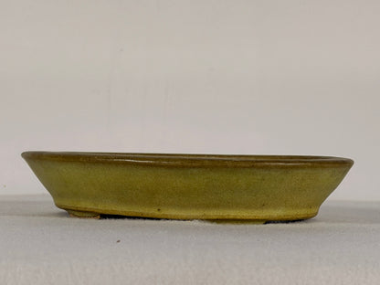 Preowned Japanese Tokoname Glazed Oval Bonsai Pot Hatutori - 6.5” By 5”