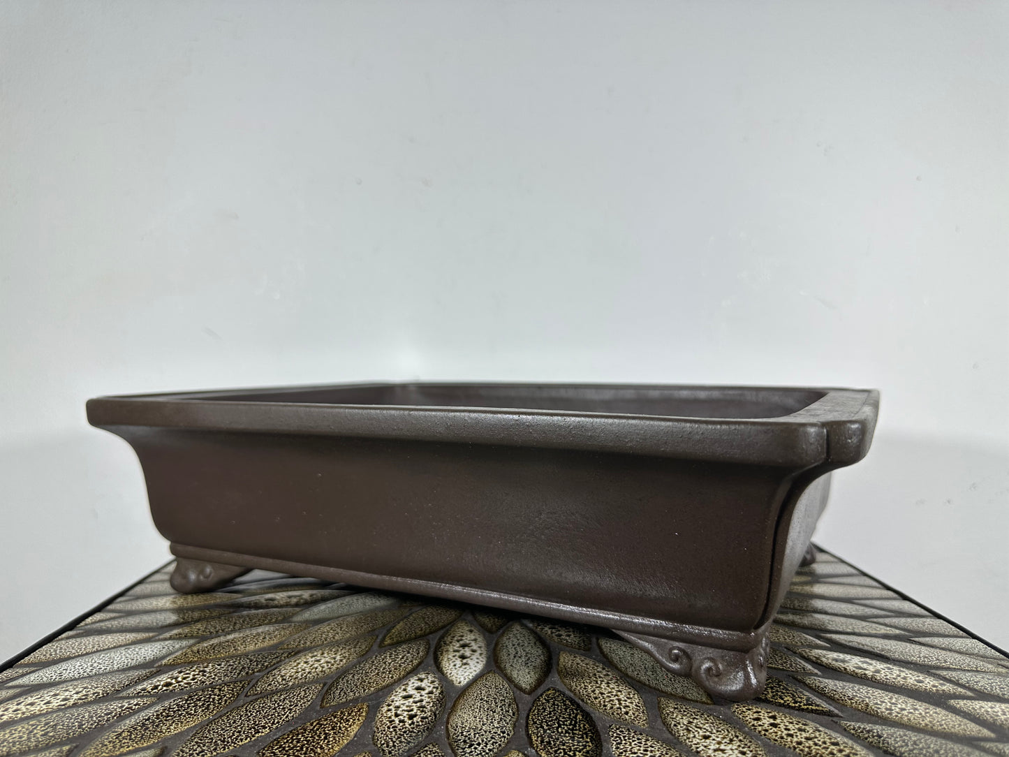 Preowned Japanese Tokoname Unglazed Rectangular Bonsai Pot Yamaaki - 14.5” By 11”