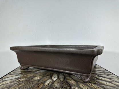 Preowned Japanese Tokoname Unglazed Rectangular Bonsai Pot Yamaaki - 14.5” By 11”