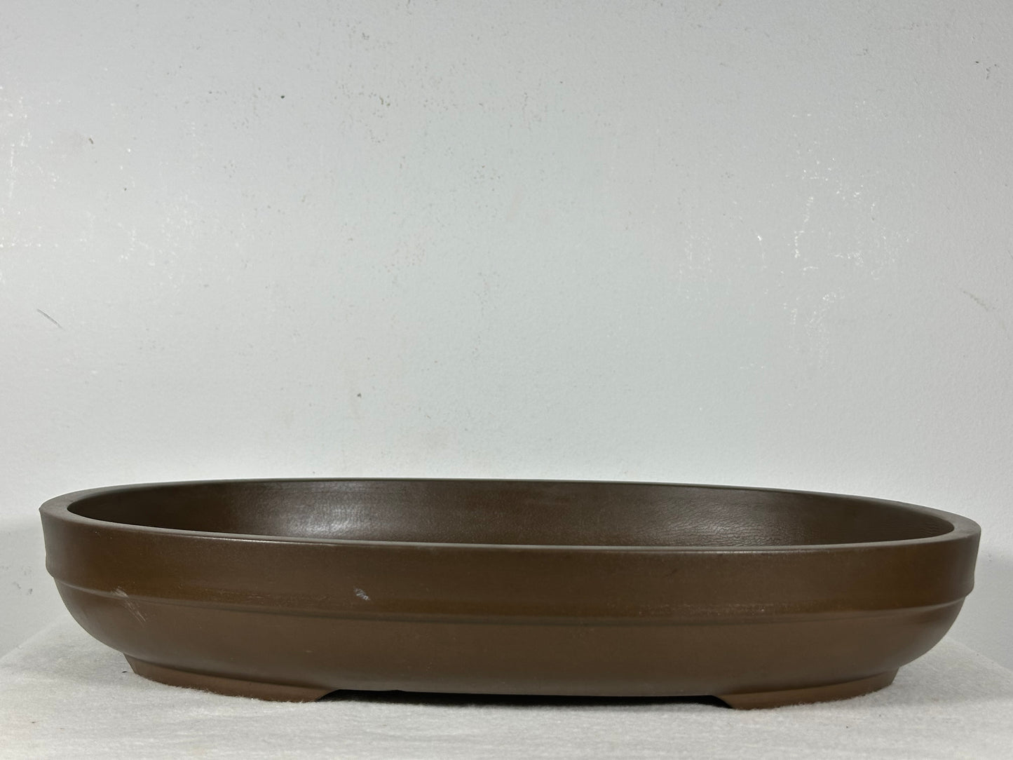 Preowned Japanese Tokoname Unglazed Oval Bonsai Pot has Stamp - 15.25” By 11.75”