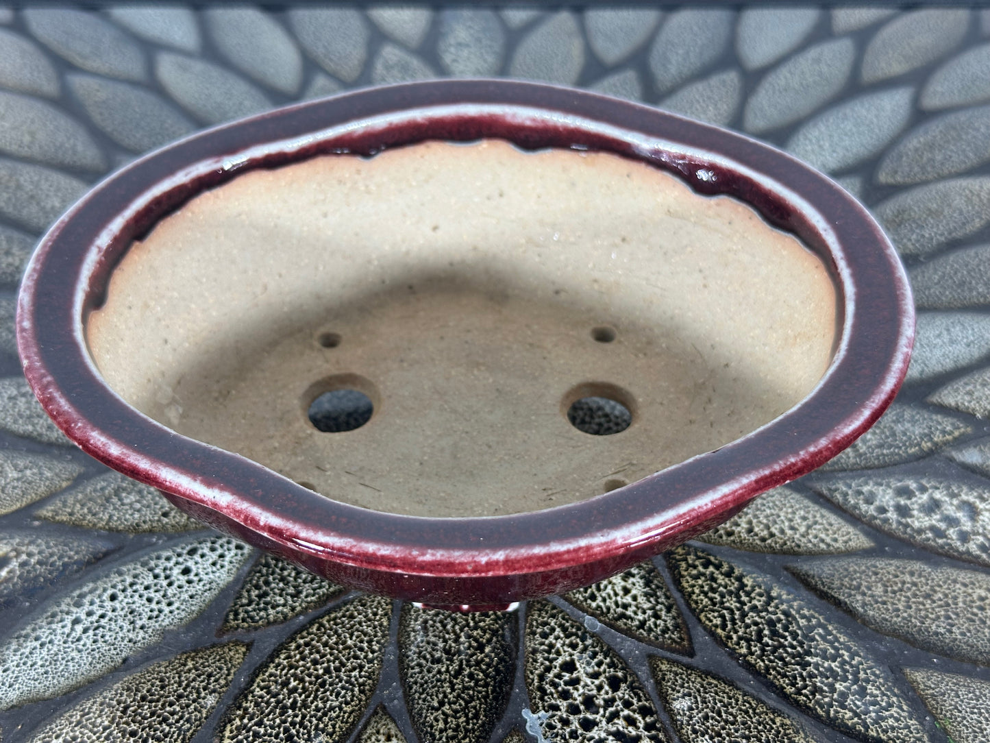 Preowned Japanese Bonsai Pot Mokko Style AIBA KOYO - 6.75” By 5.75”