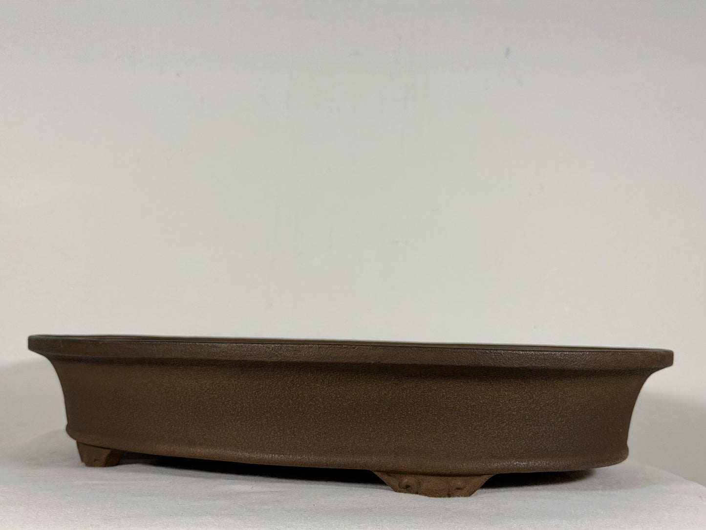 Preowned Japanese Tokoname Unglazed Oval Bonsai Pot Keizan - 15.75” By 12.25”