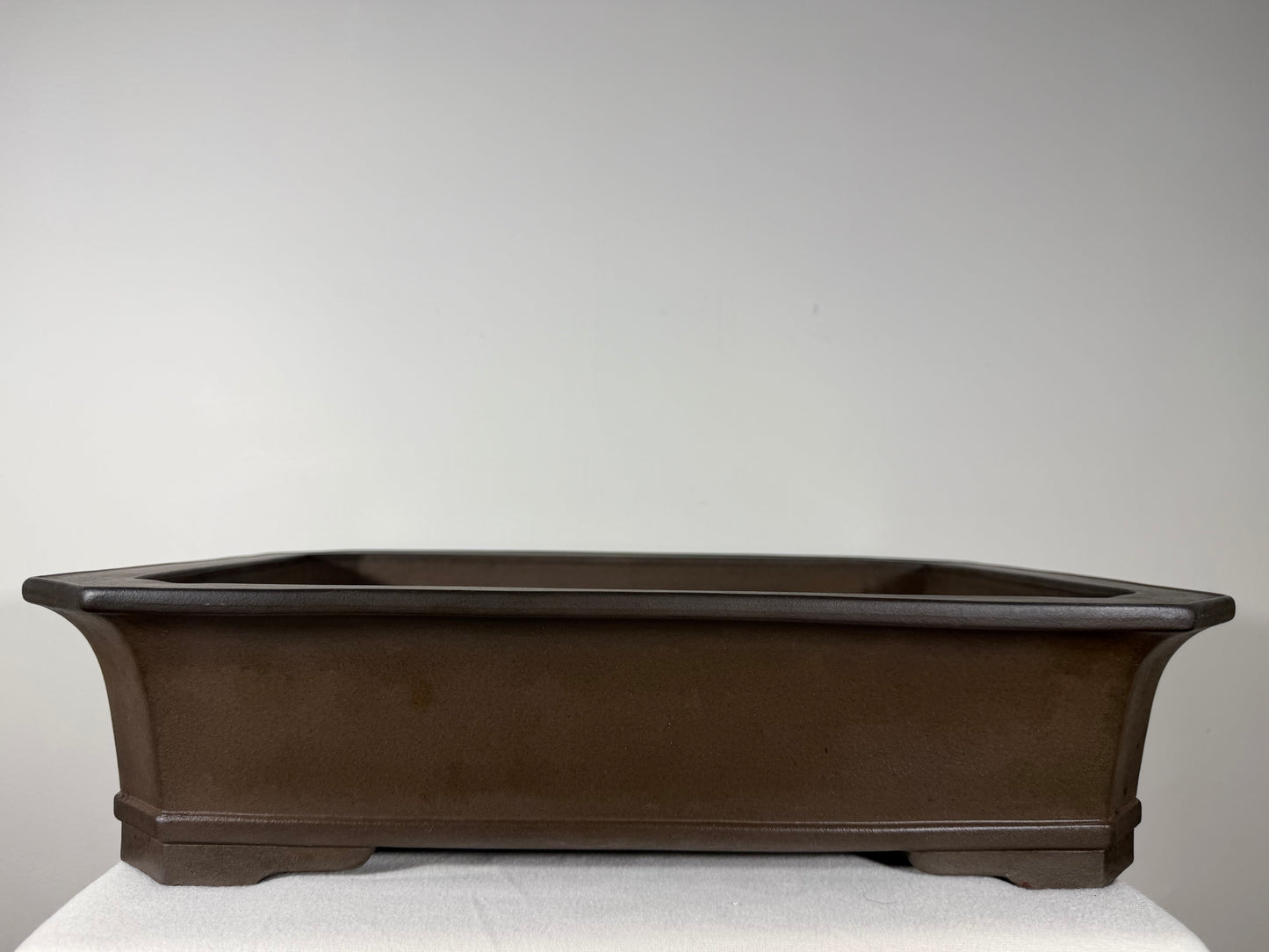 Preowned Japanese Tokoname Unglazed Rectangular Bonsai Pot Gyouzan Nakano - 19.75” By 14.5”