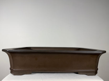 Preowned Japanese Tokoname Unglazed Rectangular Bonsai Pot Gyouzan Nakano - 19.75” By 14.5”