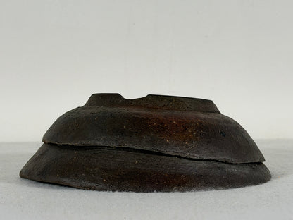 Preowned Japanese Tokoname Unglazed Round Bonsai Pot Has Stamp - 6” By 2”