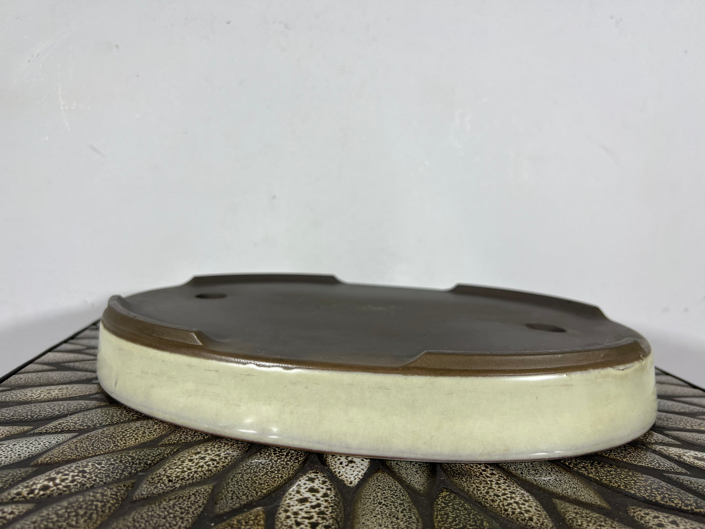 Preowned Japanese Tokoname Shallow Oval Bonsai Pot - 12.75” By 9.25”