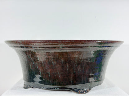 New Japanese Tokoname Round Bonsai Pot Syuhou Yoshimura - 18.5” By 7.25”