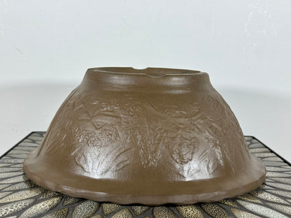 Preowned Japanese Tokoname Unglazed Round Bonsai Pot - 12.5” By 5”