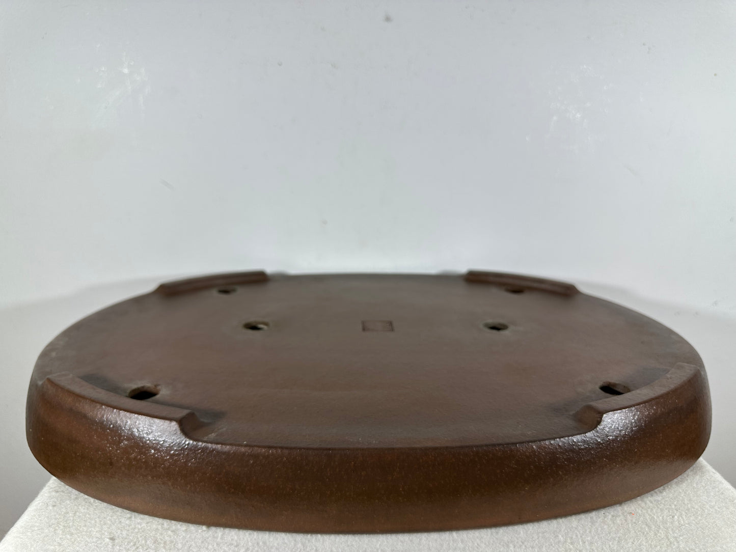 Preowned Japanese Tokoname Unglazed Oval Shallow Bonsai Pot Seizan - 20.5” By 14.5”