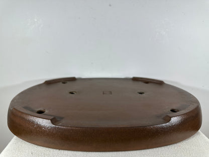 Preowned Japanese Tokoname Unglazed Oval Shallow Bonsai Pot Seizan - 20.5” By 14.5”