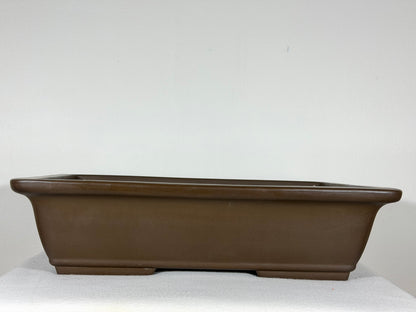 Preowned Japanese Tokoname Unglazed Rectangular Bonsai Pot Yamaaki - 16.25” By 11.75”