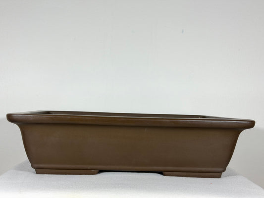 Preowned Japanese Tokoname Unglazed Rectangular Bonsai Pot Yamaaki - 16.25” By 11.75”