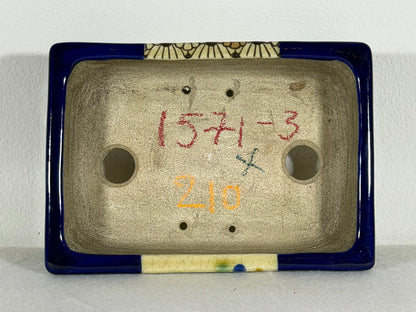 Preowned Japanese Tokoname Glazed Rectangular Bonsai Pot Satomi - 6.25” By 4.5”