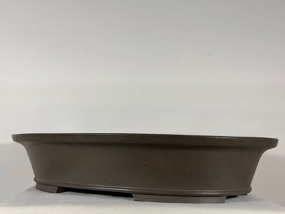 Preowned Japanese Tokoname Unglazed Oval Bonsai Pot Has Stamp - 20” x 15” x 4”