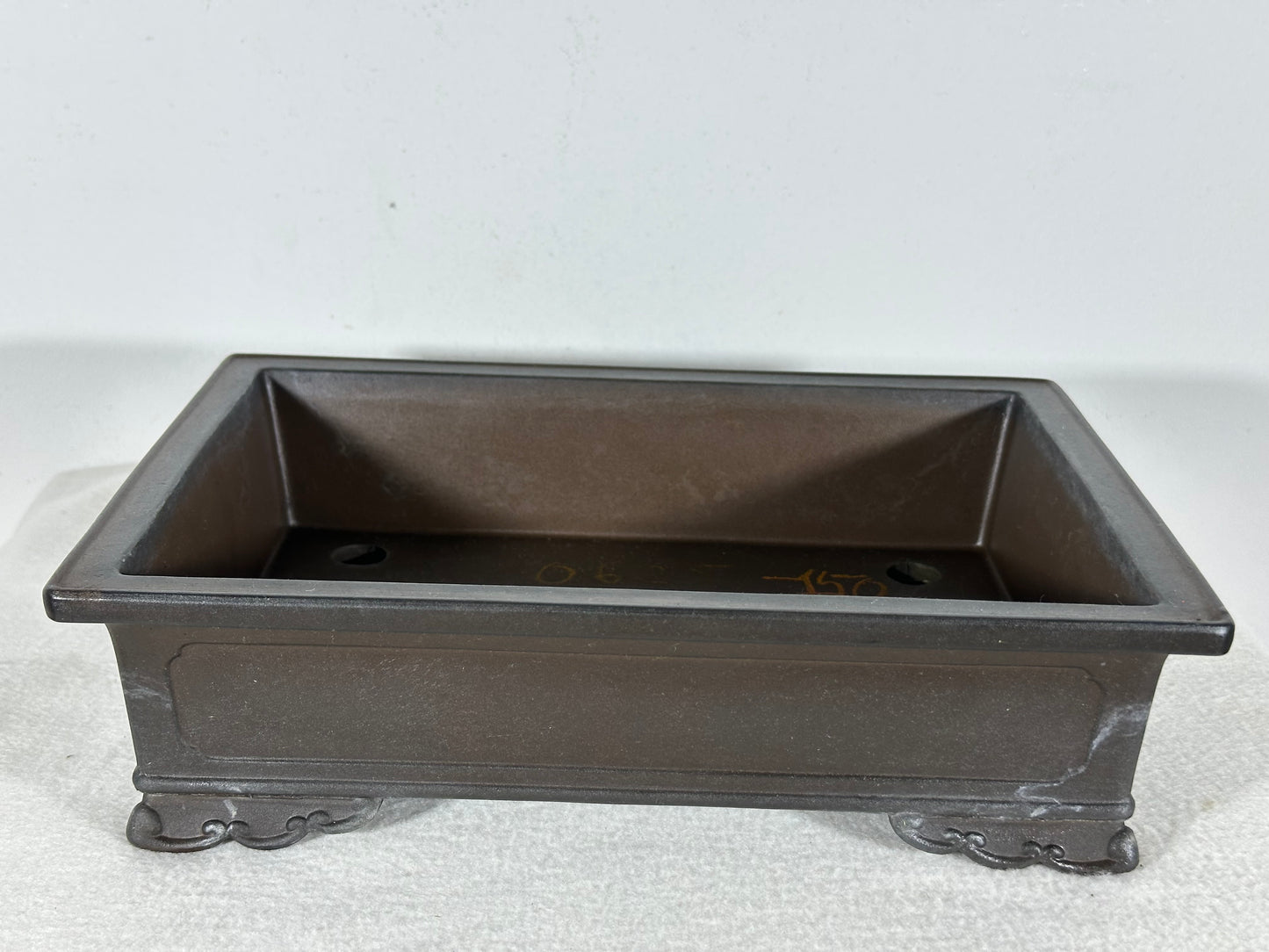 Preowned Japanese Tokoname Unglazed Rectangular Bonsai Pot - 11” By 7.75”