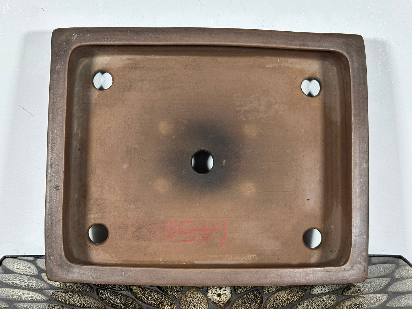 Preowned Japanese Tokoname Unglazed Rectangular Bonsai Pot Syouzan - 11.25” By 9”