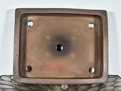 Preowned Japanese Tokoname Unglazed Rectangular Bonsai Pot Syouzan - 11.25” By 9”