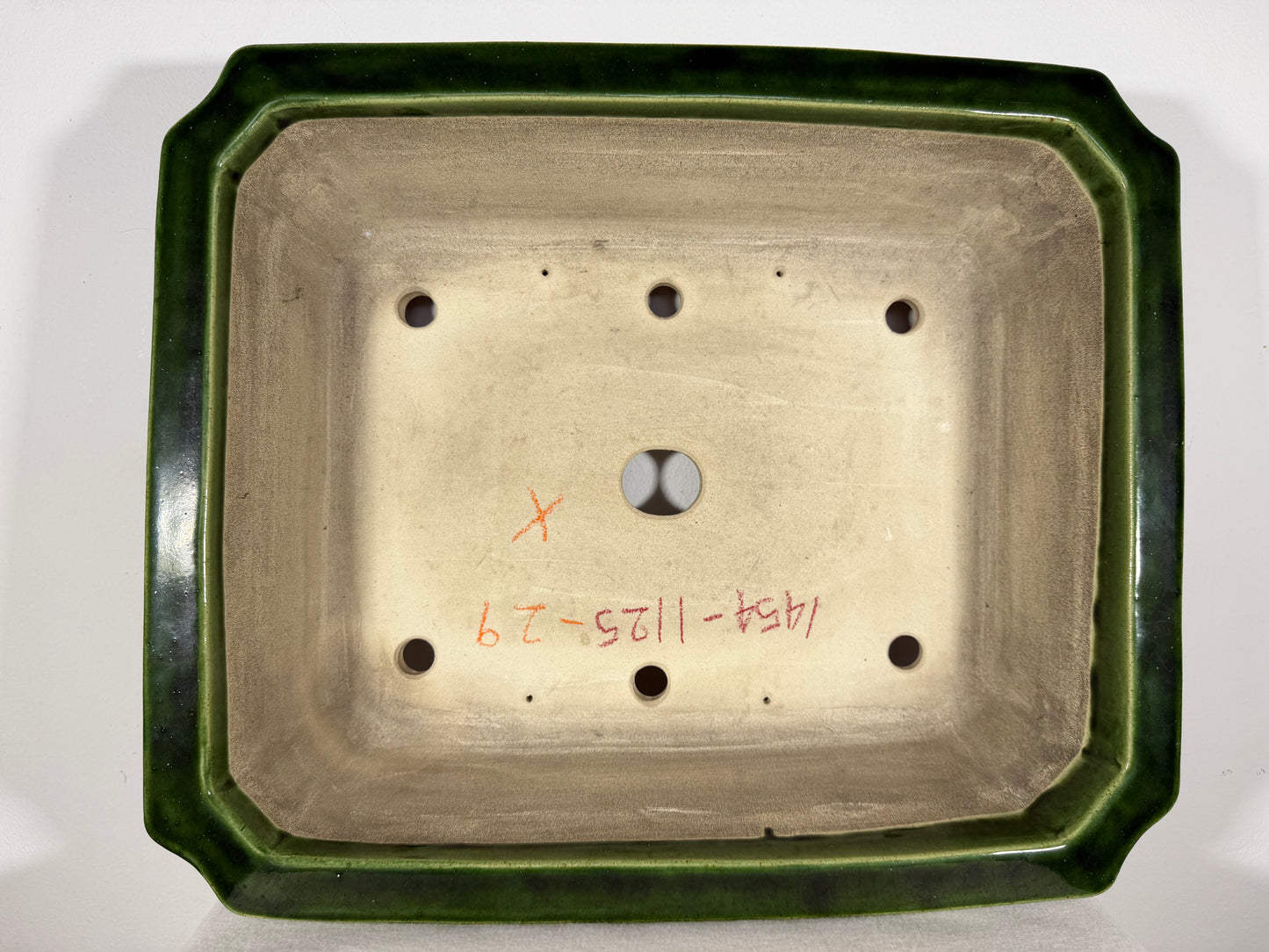 New Japanese Tokoname Glazed Rectangular Bonsai Pot Mazan Terahata - 18.75” By 15.75”