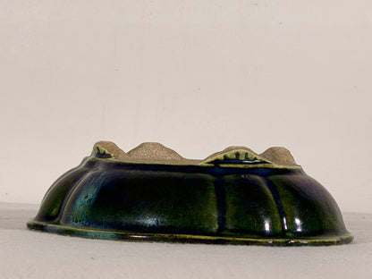Preowned Japanese Tokoname Glazed Mokko Style Bonsai Pot Satomi - 7” By 6”