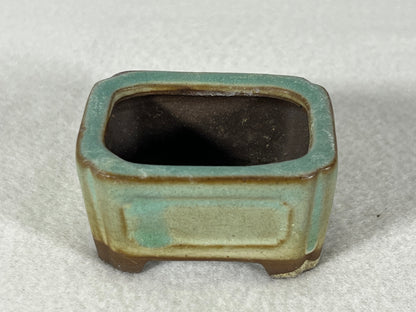 Preowned Japanese Tokoname Rectangular Bonsai Pot Tosui - 2.25” By 1.75”