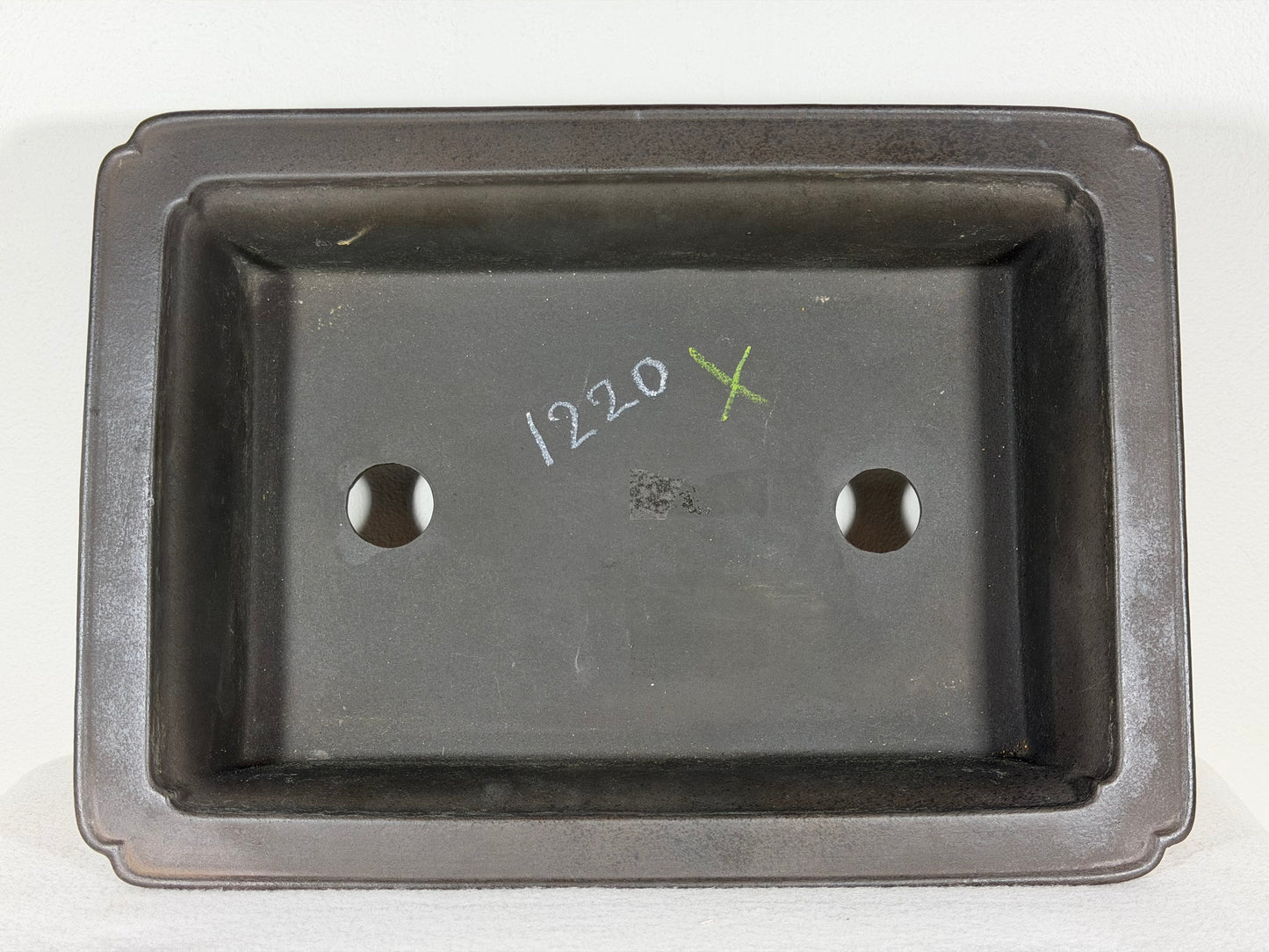 Preowned Japanese Tokoname Rectangular Unglazed Bonsai Pot Sanyou - 13.25” By 9.5”