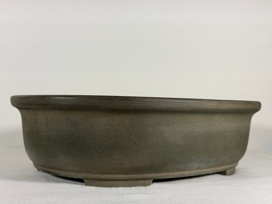 Preowned Japanese Tokoname Unglazed Oval Bonsai Pot Yamakou - 11.5” By 9”