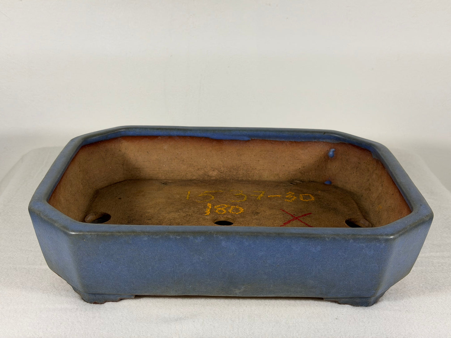 Preowned Japanese Tokoname Glazed Rectangular Bonsai Pot Yamafusa - 11” By 8.5”
