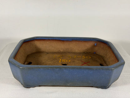 Preowned Japanese Tokoname Glazed Rectangular Bonsai Pot Yamafusa - 11” By 8.5”
