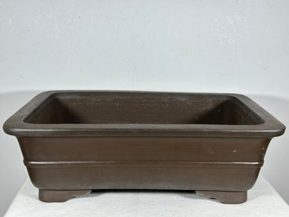 Preowned Japanese Tokoname Rectangular Bonsai Pot with Stamp - 15.75” By 10.75”