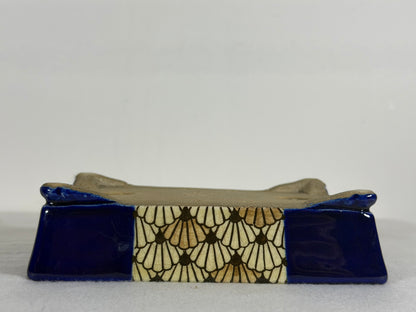 New Japanese Tokoname Glazed Rectangular Bonsai Pot Satomi - 6.25” By 4.5”