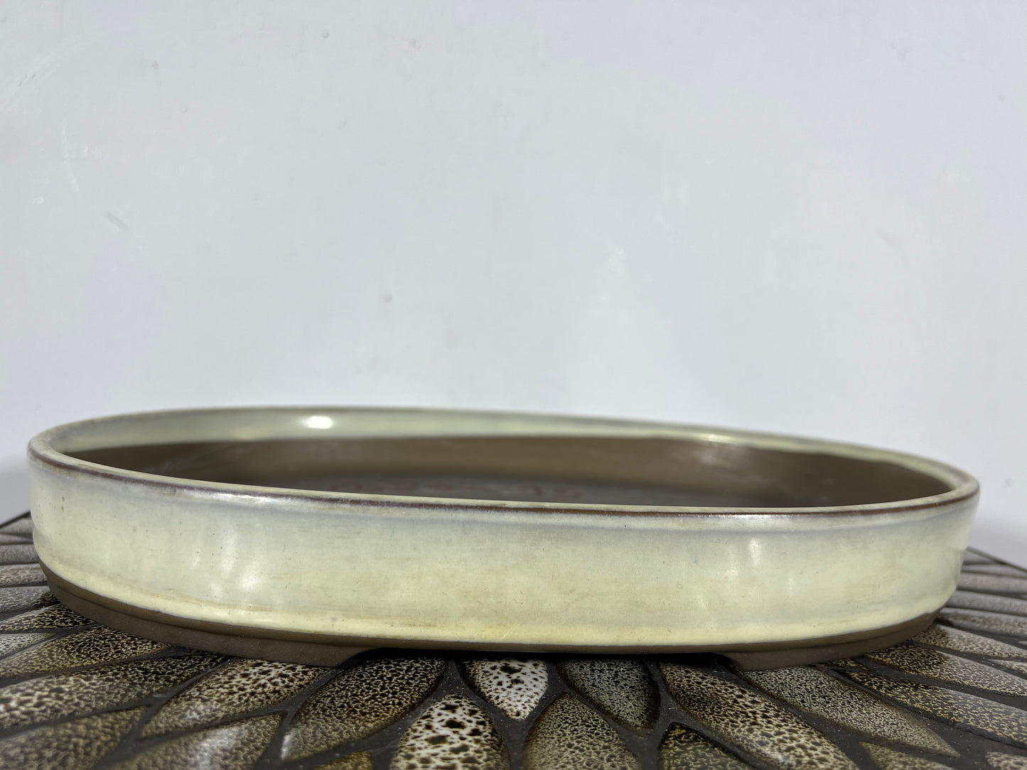 Preowned Japanese Tokoname Shallow Oval Bonsai Pot - 12.75” By 9.25”