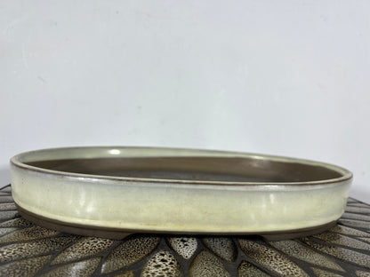 Preowned Japanese Tokoname Shallow Oval Bonsai Pot - 12.75” By 9.25”
