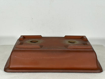 Preowned Japanese Tokoname Unglazed Rectangular Bonsai Pot - 11.5” By 7.75”