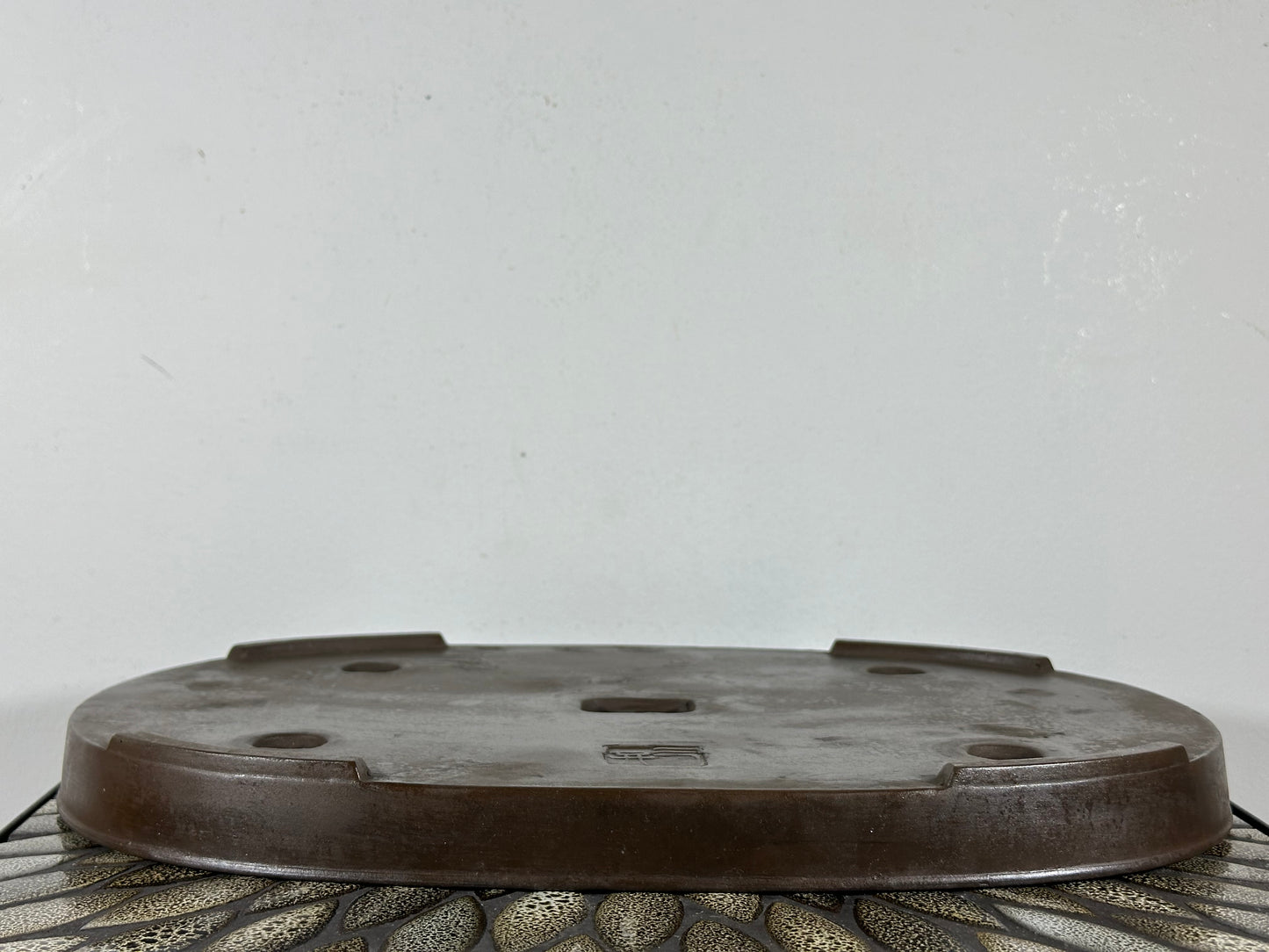Preowned Japanese Tokoname Unglazed Shallow Oval Bonsai Pot Sankyou - 15.75” By 10.75”