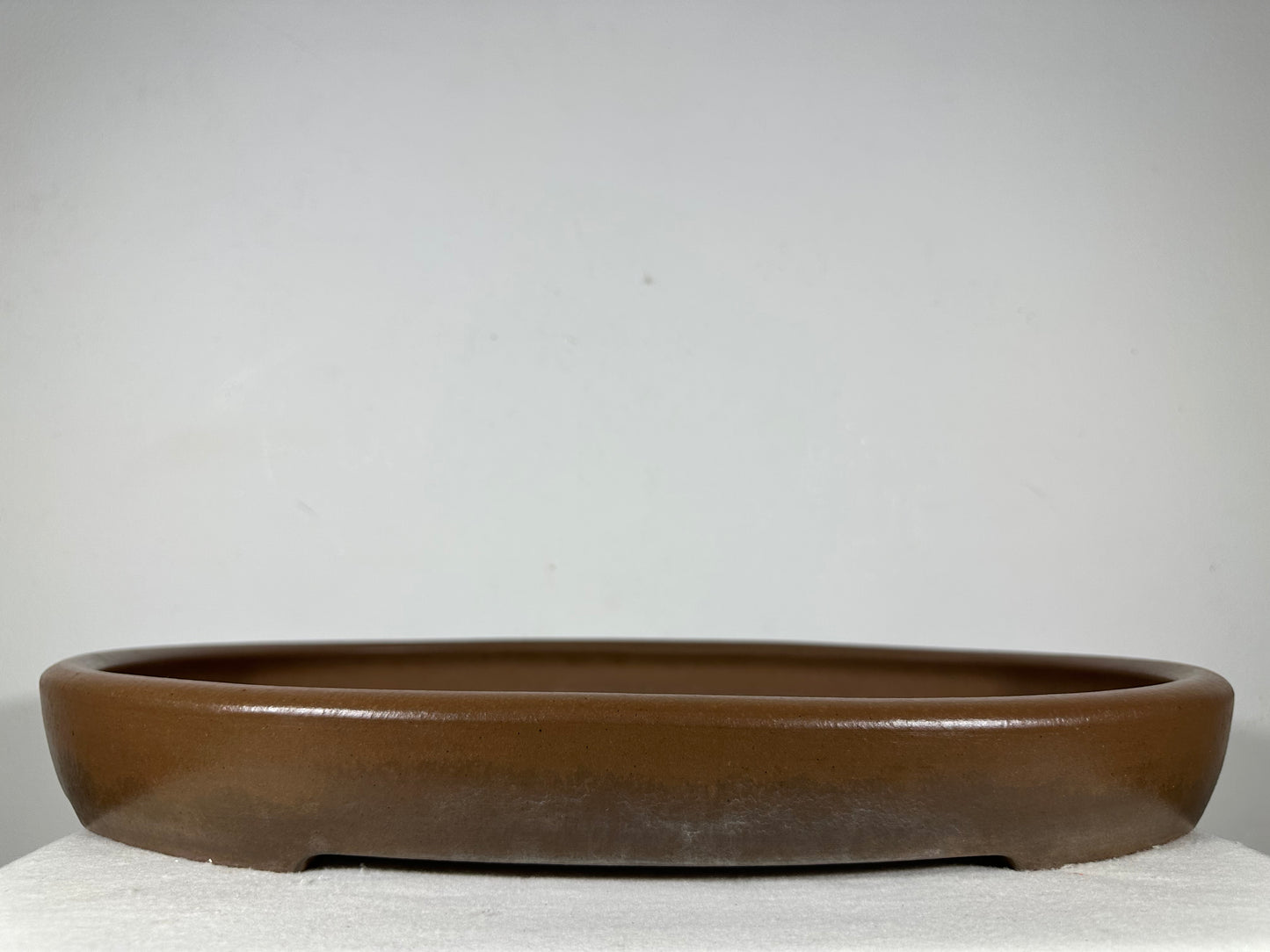 Preowned Japanese Tokoname Unglazed Oval Shallow Bonsai Pot Seizan - 20.5” By 14.5”