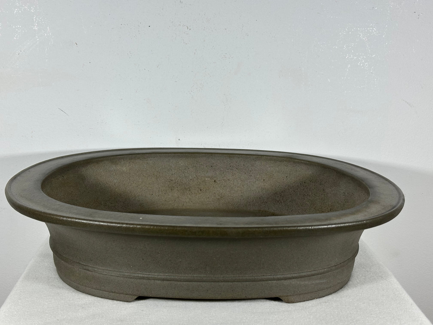 Preowned Japanese Tokoname Unglazed Oval Bonsai Pot Kisen - 17.5” By 14.5”