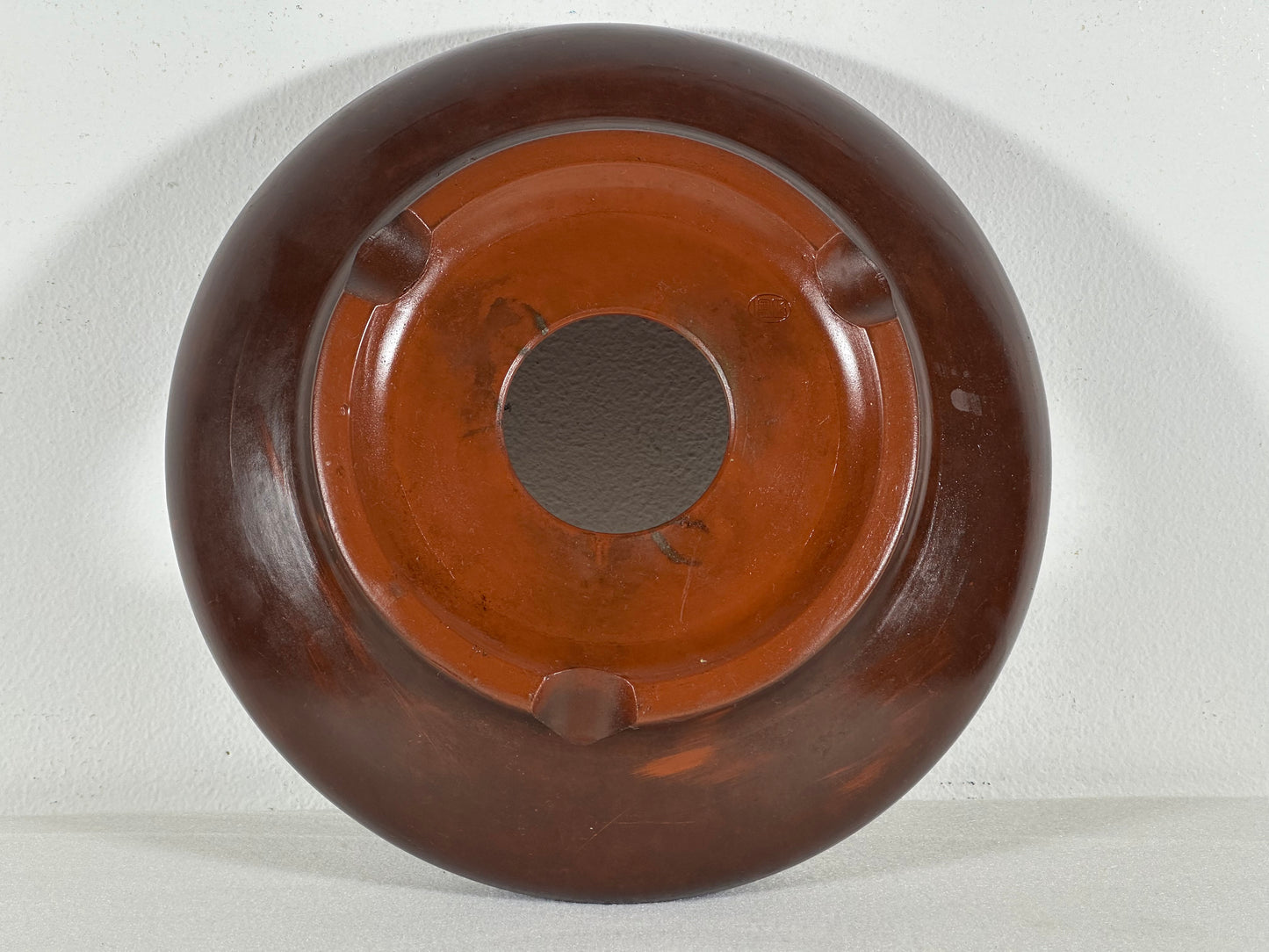 Preowned Japanese Tokoname Unglazed Round Bonsai Pot Itutoen - 8.5” By 2 3/8”