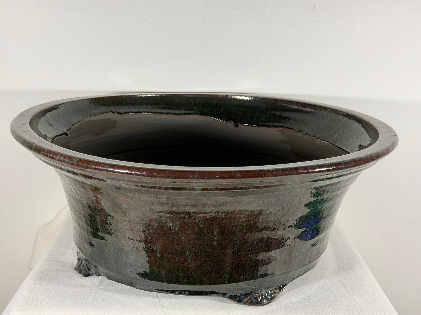 New Japanese Tokoname Round Bonsai Pot Syuhou Yoshimura - 18.5” By 7.25”
