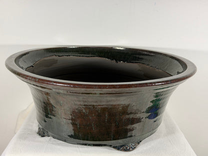 New Japanese Tokoname Round Bonsai Pot Syuhou Yoshimura - 18.5” By 7.25”