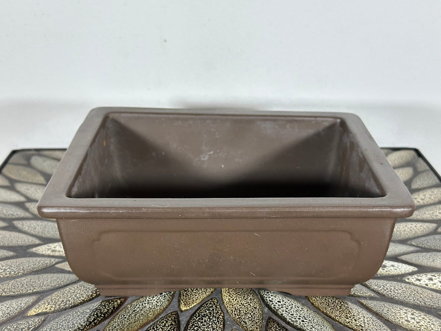 Preowned Japanese Tokoname Unglazed Rectangular Bonsai Pot - 8.5” By 6.75”