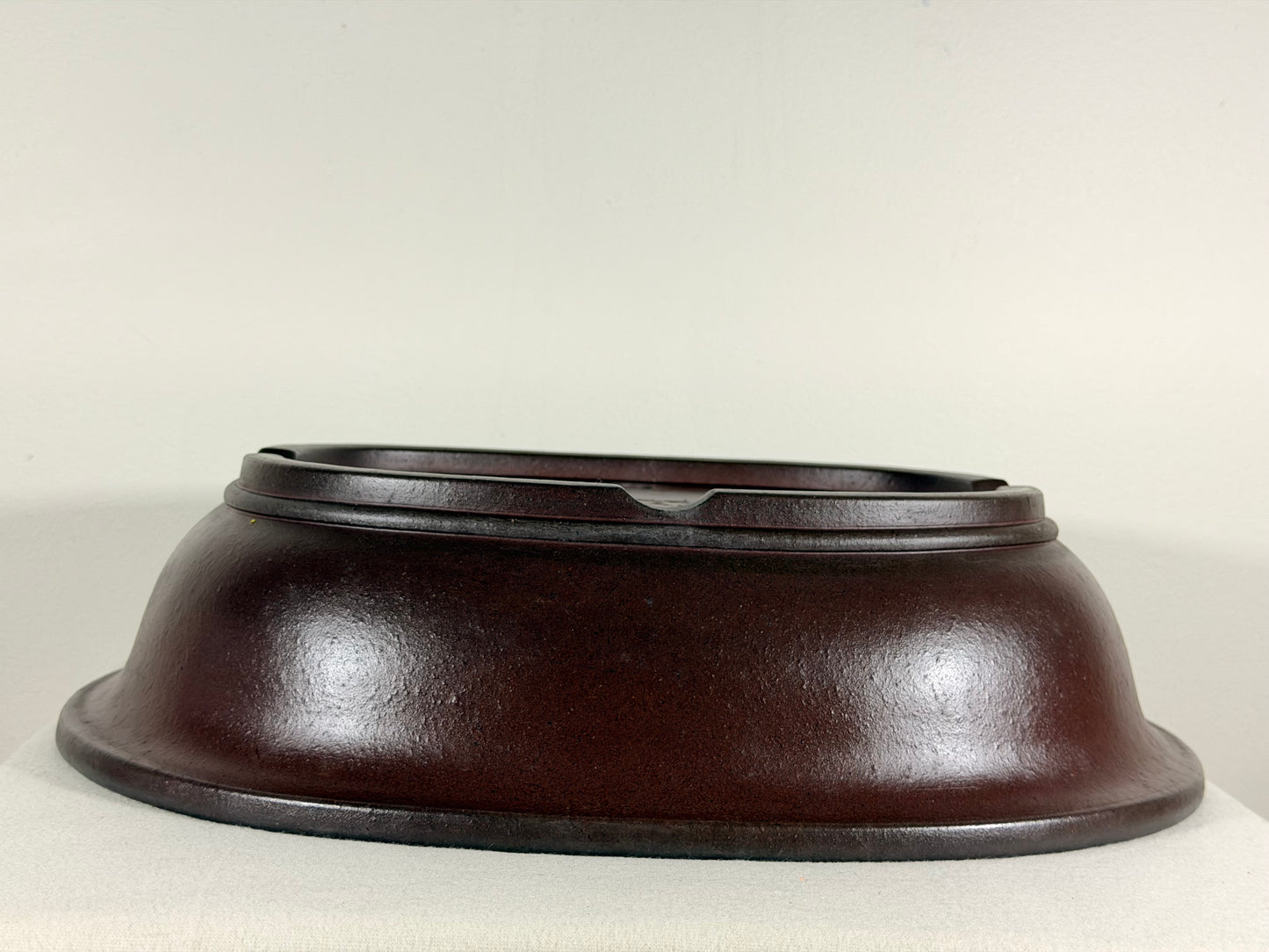 Preowned Japanese Tokoname Oval Bonsai Pot Yamaaki - 16” By 13.75”