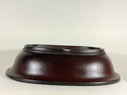 Preowned Japanese Tokoname Oval Bonsai Pot Yamaaki - 16” By 13.75”