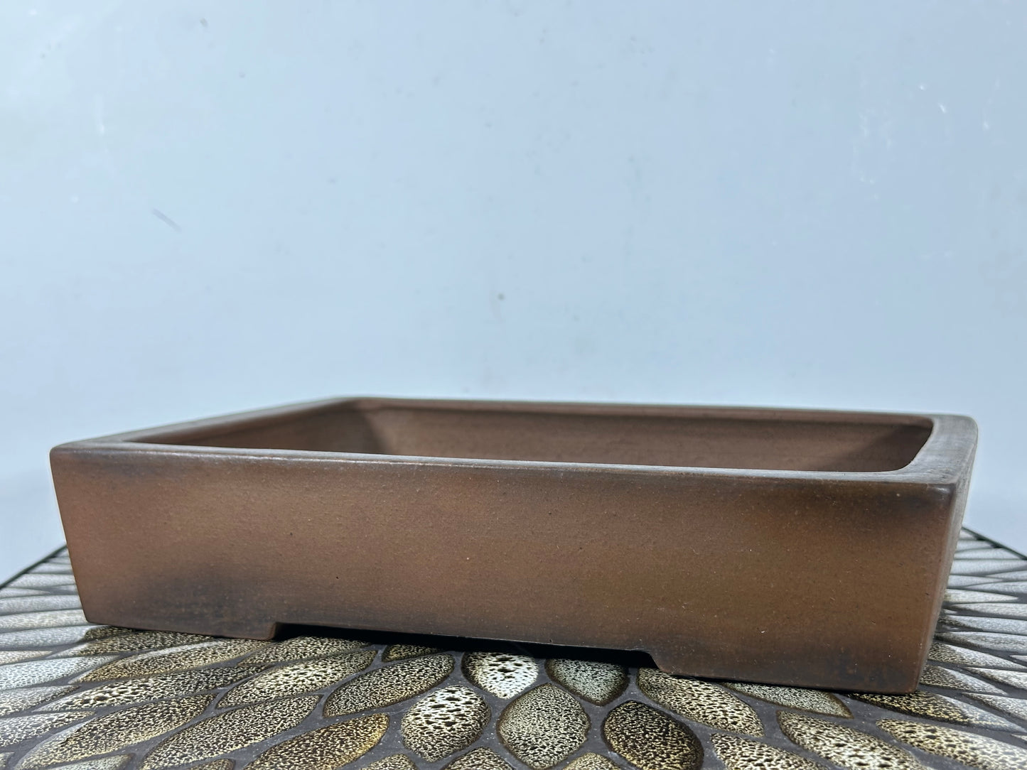 Preowned Japanese Tokoname Unglazed Rectangular Bonsai Pot Syouzan - 11.25” By 9”