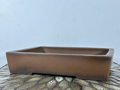 Preowned Japanese Tokoname Unglazed Rectangular Bonsai Pot Syouzan - 11.25” By 9”