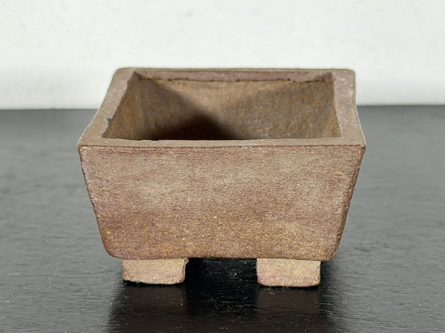 Preowned Japanese Tokoname Unglazed Square Bonsai Pot With Stamp - 1.75” By 1”