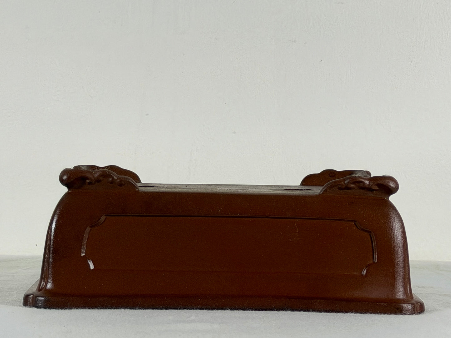 Preowned Japanese Tokoname Unglazed Rectangular Bonsai Pot with Stamp - 7.75” By 6.25”