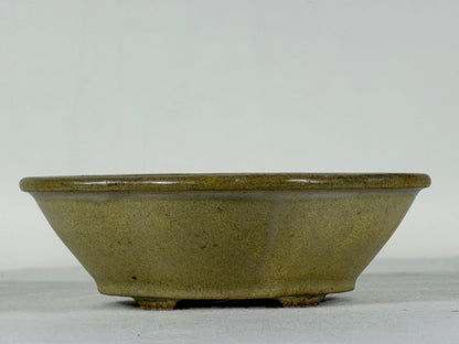 Preowned Japanese Tokoname Glazed Mokko Style Bonsai Pot Hatutori - 5.5” By 4.75”