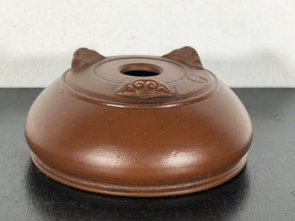 New Japanese Tokoname Unglazed Bag Style Bonsai Pot Bigei - 3 1/8” By 1 3/8”