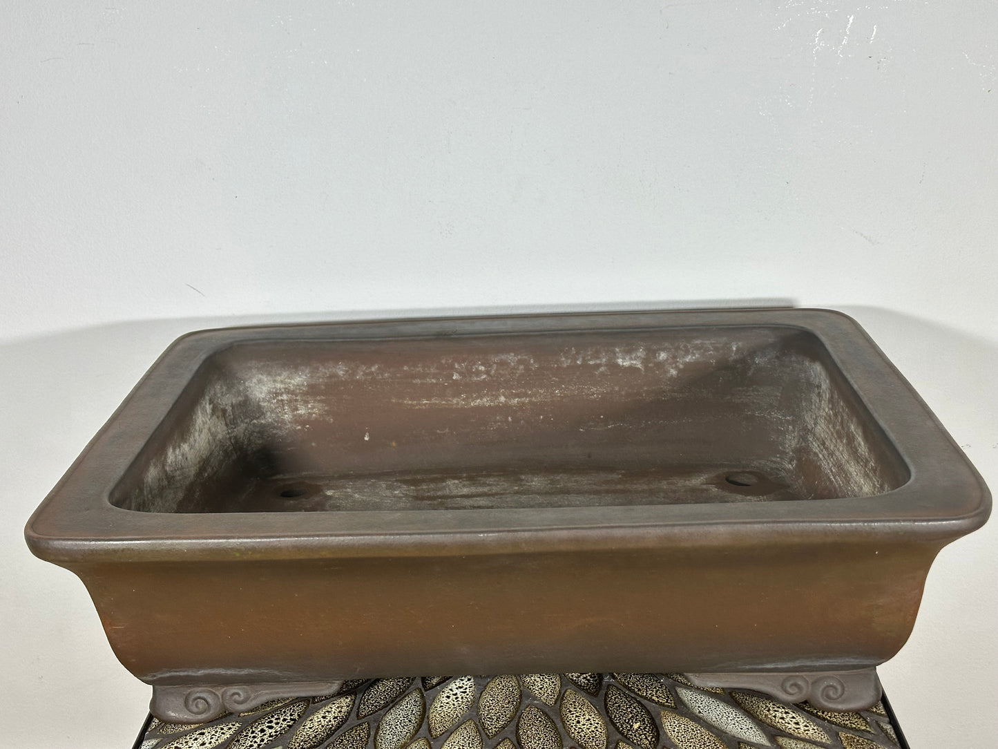 Preowned Japanese Tokoname Unglazed Rectangular Bonsai Pot Syukouzan - 19.5” By 15”