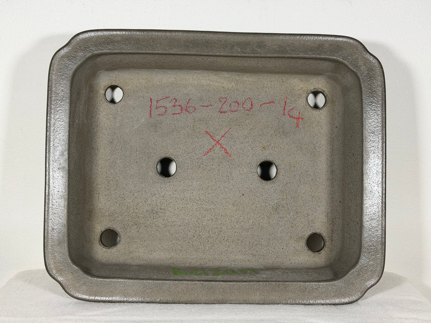 Preowned Japanese Tokoname Unglazed Rectangular Bonsai Pot Keizan - 12.75” By 10.25”
